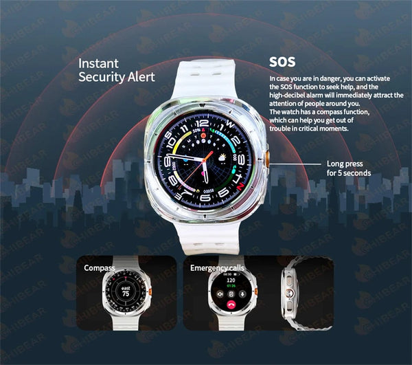 Planet Gates For Samsung Galaxy Watch Ultra NFC GPS Track Compass Smart Watch Men 1.43 Inch AMOLED Always Display Screen BT Call Smartwatch