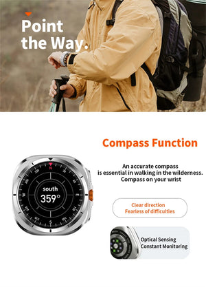 Planet Gates For Samsung Galaxy Watch Ultra NFC GPS Track Compass Smart Watch Men 1.43 Inch AMOLED Always Display Screen BT Call Smartwatch