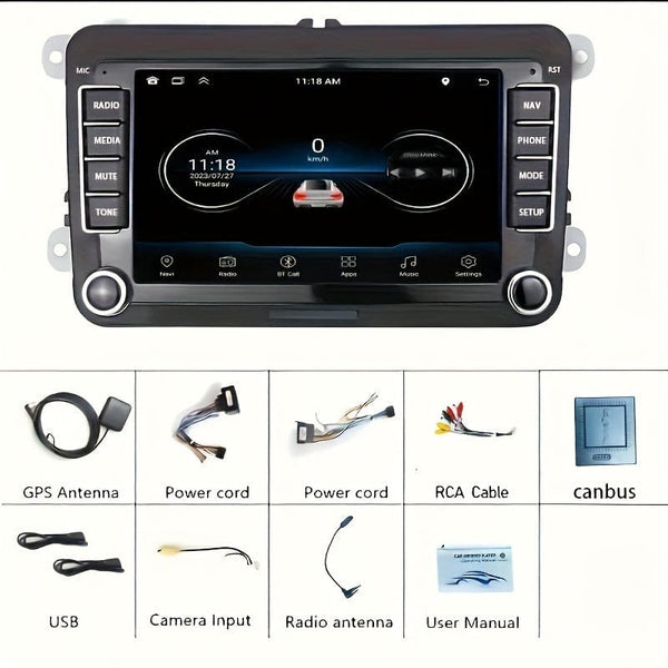 Planet Gates For VW 7-Inch Android 13 Car Stereo GPS Car Navigation WiFi Touchscreen Car Radio With Cordless Phone WiFi Mirror Link FM RDS Radio