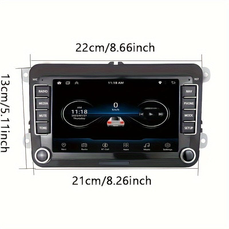 Planet Gates For VW 7-Inch Android 13 Car Stereo GPS Car Navigation WiFi Touchscreen Car Radio With Cordless Phone WiFi Mirror Link FM RDS Radio