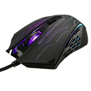 Planet Gates FORKA Silent Click USB Wired Gaming Mouse 6 Buttons 3200DPI Mute Optical Computer Mouse Gamer Mice for PC Laptop Notebook Game
