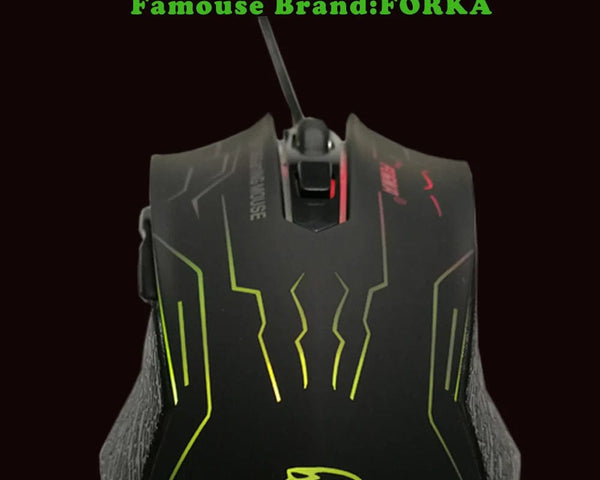 Planet Gates FORKA Silent Click USB Wired Gaming Mouse 6 Buttons 3200DPI Mute Optical Computer Mouse Gamer Mice for PC Laptop Notebook Game