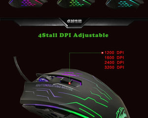 Planet Gates FORKA Silent Click USB Wired Gaming Mouse 6 Buttons 3200DPI Mute Optical Computer Mouse Gamer Mice for PC Laptop Notebook Game