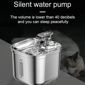 Planet Gates Fountain Automatic Cat Water Fountain Stainless Steel Cat Fountain With Filter Visual Water Level Pet Puppy Cats Drinking Water Dispenser