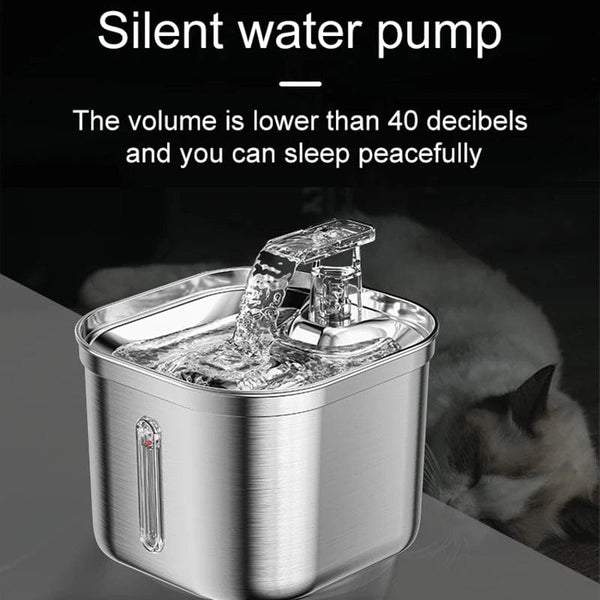 Planet Gates Fountain Automatic Cat Water Fountain Stainless Steel Cat Fountain With Filter Visual Water Level Pet Puppy Cats Drinking Water Dispenser