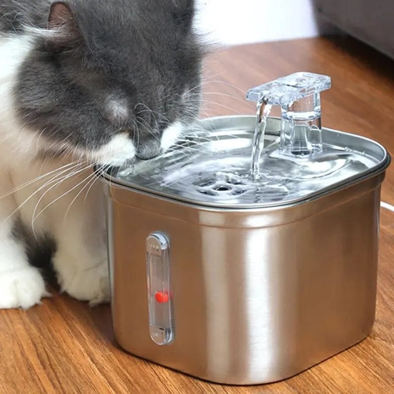 Planet Gates Fountain Automatic Cat Water Fountain Stainless Steel Cat Fountain With Filter Visual Water Level Pet Puppy Cats Drinking Water Dispenser