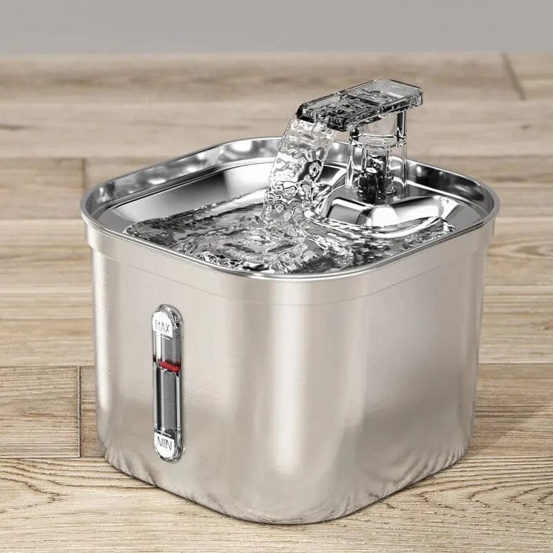 Planet Gates Fountain Automatic Cat Water Fountain Stainless Steel Cat Fountain With Filter Visual Water Level Pet Puppy Cats Drinking Water Dispenser