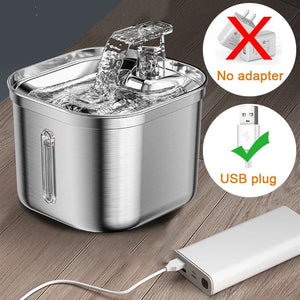 Planet Gates Fountain Automatic Cat Water Fountain Stainless Steel Cat Fountain With Filter Visual Water Level Pet Puppy Cats Drinking Water Dispenser