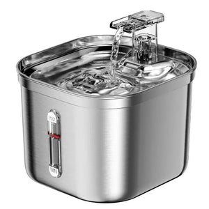 Planet Gates Fountain Automatic Cat Water Fountain Stainless Steel Cat Fountain With Filter Visual Water Level Pet Puppy Cats Drinking Water Dispenser