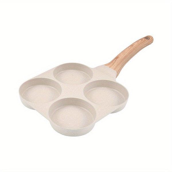 Planet Gates Four Hole Egg Frying Pan 1pc, Egg Burger Fryer, Household Fryer, Double Bottom, Non Stick Fryer, Four Hole Steak Fryer, Die-casting Pan, Flat Bottom, Kitchen Utensils, Cooking Utensils