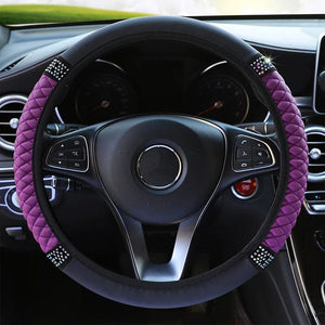 Planet Gates Four Seasons Universal Car Steering Wheel Cover 37-38cm Leather Embroidered Color Diamond-Studded Elastic Steering Wheel Cover