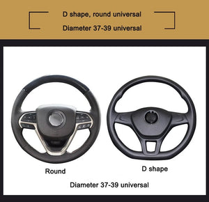 Planet Gates Four Seasons Universal Car Steering Wheel Cover 37-38cm Leather Embroidered Color Diamond-Studded Elastic Steering Wheel Cover