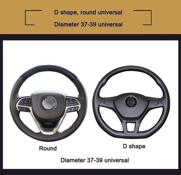 Planet Gates Four Seasons Universal Car Steering Wheel Cover 37-38cm Leather Embroidered Color Diamond-Studded Elastic Steering Wheel Cover
