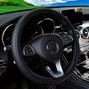 Planet Gates Four Seasons Universal Car Steering Wheel Cover Non-slip Sweat-absorbing Fiber PU Leather Handle Cover Bread Off-road Pickup Sedan