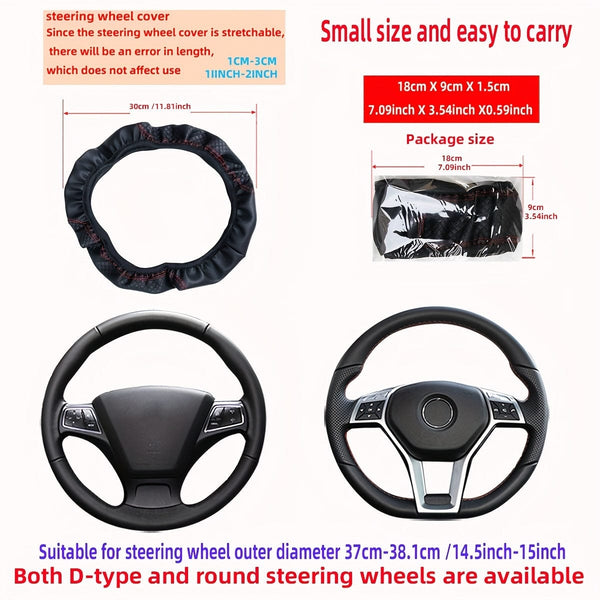 Planet Gates Four Seasons Universal Car Steering Wheel Cover Non-slip Sweat-absorbing Fiber PU Leather Handle Cover Bread Off-road Pickup Sedan