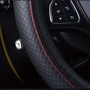 Planet Gates Four Seasons Universal Car Steering Wheel Cover Non-slip Sweat-absorbing Fiber PU Leather Handle Cover Bread Off-road Pickup Sedan