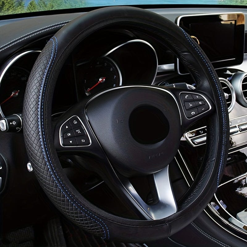 Planet Gates Four Seasons Universal Car Steering Wheel Cover Non-slip Sweat-absorbing Fiber PU Leather Handle Cover Bread Off-road Pickup Sedan