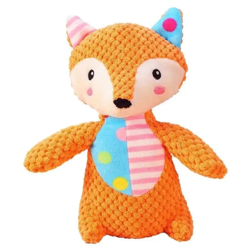 Planet Gates fox Pet Plush Toy Cat Dog Interactive Teething Toys Cute Animal Style Bite Resistant Squeaky Teeth Cleaning Chew Toy Pet Supplies