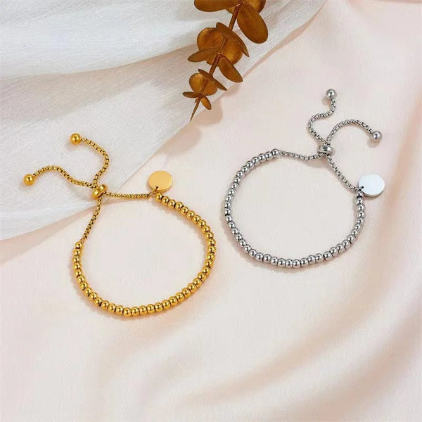 Planet Gates Foxanry 316L Stainless Steel Beaded Pull Bracelets For Women Couples Fashion Simple Classic Non-fading Anniversary Jewelry Gifts