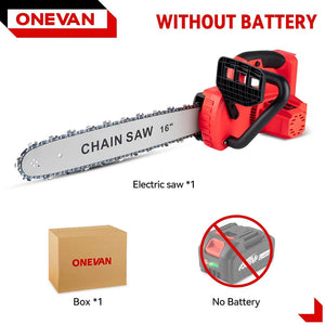 Planet Gates france / Without Battery ONEVAN 16 Inch Brushless Electric Chainsaw 7980W Cordless Cutting Saw Woodworking Garden Pruning Power Tool For Makita battery