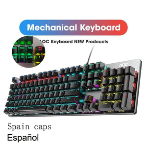 Planet Gates French Black Caps / BLACK SWITCH GK410 104 Full Keys Hot Swap Metal Panel Mechanical Keyboard RGB Light Green Black Tea Redaxis non-impact game computer keyboard