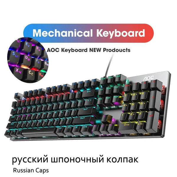 Planet Gates French Black Caps / BLACK SWITCH GK410 104 Full Keys Hot Swap Metal Panel Mechanical Keyboard RGB Light Green Black Tea Redaxis non-impact game computer keyboard