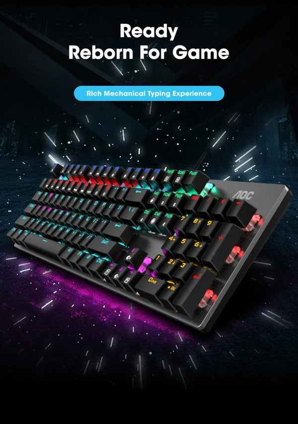 Planet Gates French Black Caps / BLACK SWITCH GK410 104 Full Keys Hot Swap Metal Panel Mechanical Keyboard RGB Light Green Black Tea Redaxis non-impact game computer keyboard