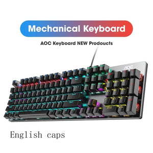 Planet Gates French Black Caps / BLACK SWITCH GK410 104 Full Keys Hot Swap Metal Panel Mechanical Keyboard RGB Light Green Black Tea Redaxis non-impact game computer keyboard