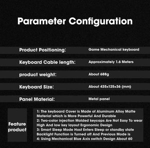 Planet Gates French Black Caps / BLACK SWITCH GK410 104 Full Keys Hot Swap Metal Panel Mechanical Keyboard RGB Light Green Black Tea Redaxis non-impact game computer keyboard