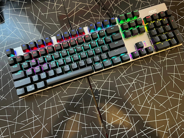 Planet Gates French Black Caps / BLACK SWITCH GK410 104 Full Keys Hot Swap Metal Panel Mechanical Keyboard RGB Light Green Black Tea Redaxis non-impact game computer keyboard