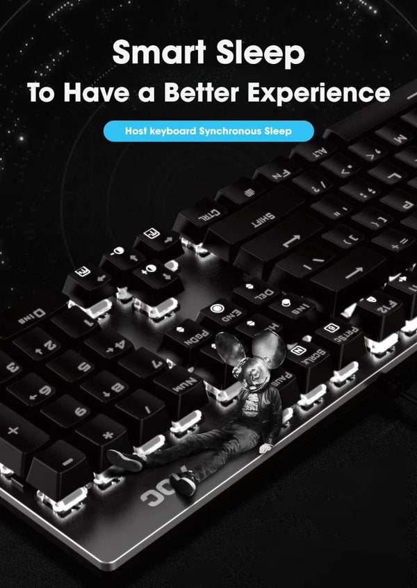 Planet Gates French Black Caps / BLACK SWITCH GK410 104 Full Keys Hot Swap Metal Panel Mechanical Keyboard RGB Light Green Black Tea Redaxis non-impact game computer keyboard