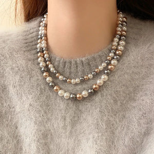 Planet Gates French Elegant Romantic Mixed Color Pearl Beaded Necklace 2024 Fashion Jewelry Sweet Accessories for Women's Collarbone Chain