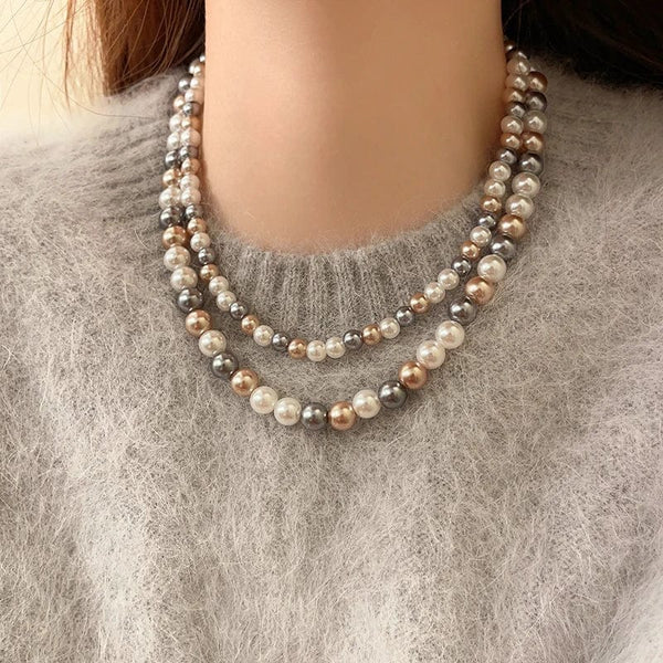 Planet Gates French Elegant Romantic Mixed Color Pearl Beaded Necklace 2024 Fashion Jewelry Sweet Accessories for Women's Collarbone Chain