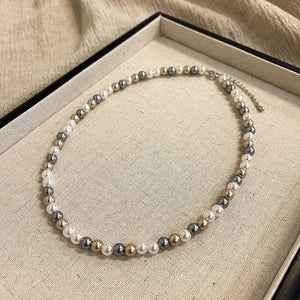 Planet Gates French Elegant Romantic Mixed Color Pearl Beaded Necklace 2024 Fashion Jewelry Sweet Accessories for Women's Collarbone Chain