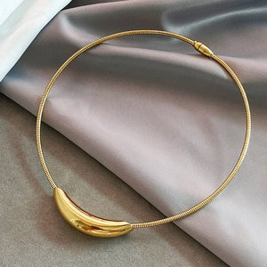 Planet Gates French Retro Design Metal Tube Snake Bone Chain Collar For Women‘s Exaggerated Stainless steel Necklace Girls' Colorless Jewelry