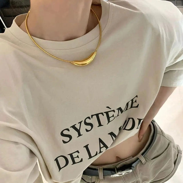 Planet Gates French Retro Design Metal Tube Snake Bone Chain Collar For Women‘s Exaggerated Stainless steel Necklace Girls' Colorless Jewelry