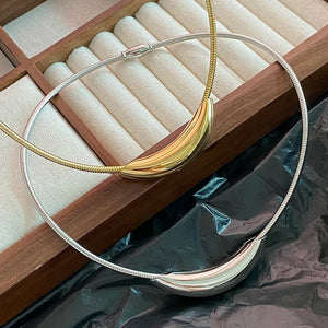 Planet Gates French Retro Design Metal Tube Snake Bone Chain Collar For Women‘s Exaggerated Stainless steel Necklace Girls' Colorless Jewelry