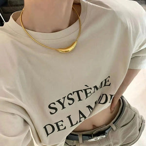 Planet Gates French Retro Design Metal Tube Snake Bone Chain Collar For Women‘s Exaggerated Stainless steel Necklace Girls' Colorless Jewelry