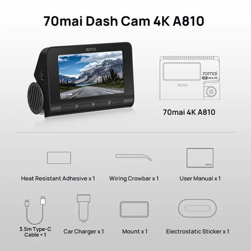 Planet Gates Front Cam A810 / Russian Federation / UHS-I U3 128GB 70mai 4K Dash Cam A810 Ultra HD Built-in GPS ADAS Auto Record 150FOV Motion Detection 70mai A810 4G Car DVR Support Rear Cam