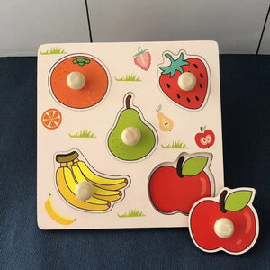 Planet Gates Fruit Montessori Baby Wooden Toys 1 2 3 Years Children Hand Grab Board Puzzle Game Toddler Fine Motor Skills Educational Toys for Kids