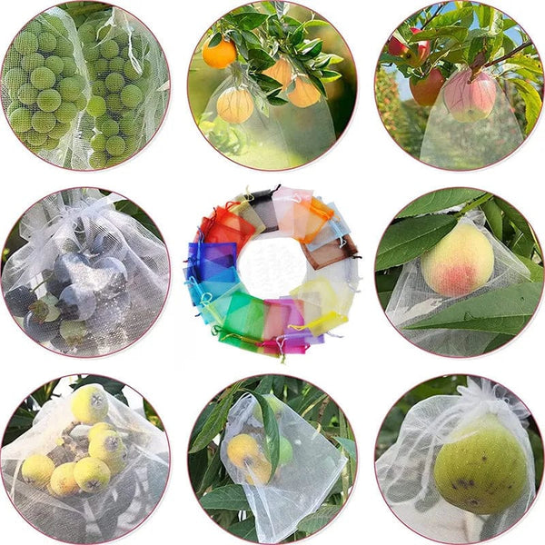 Planet Gates Fruit Protection Bags 100PCS Grapes Mesh Bag Pest Control Anti-Bird Vegetable Fruits Net Garden Planter Strawberry Grow Bags