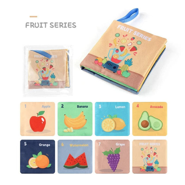 Planet Gates fruit Soft Baby Books toys Montessori 3D Touch Feel High Contrast Cloth Book Sensory Early Learning games for kids Educational toys