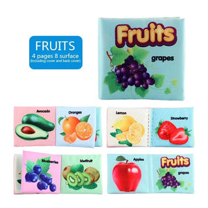 Planet Gates fruits Baby Cloth Books Enlightenment Early Educational Toys Kids Fruits Animal Numbers Food Cognitive Book for Toddlers 12-72 Month