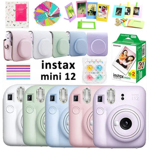 Planet Gates Fujifilm Instax Mini 12 Camera Pink /Blue /Mint /White /Purple Color + 20 Sheets Instax Mini Film+ Album +Case Bag+ 10 in 1 Kits