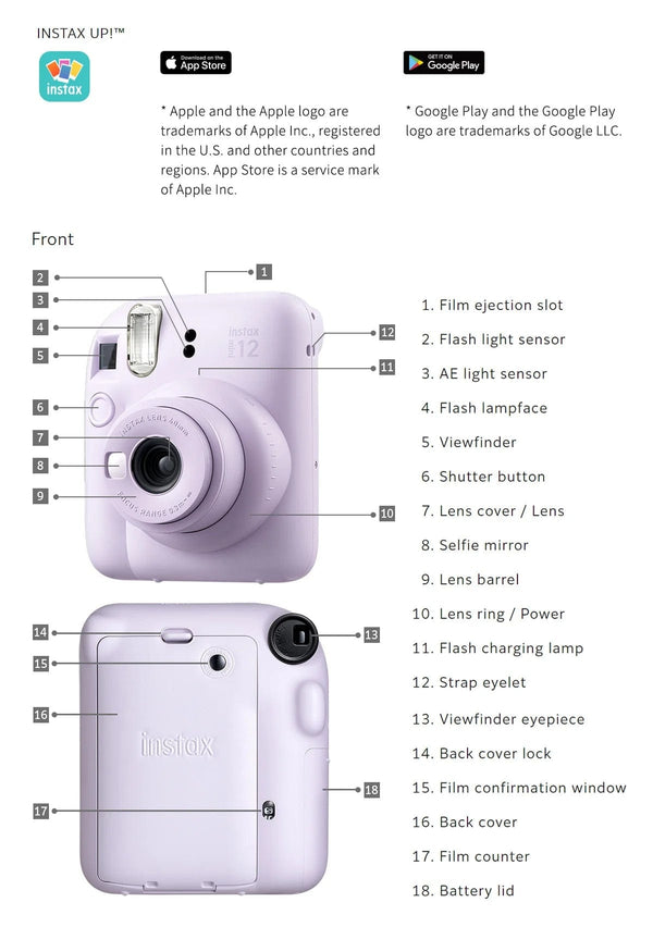 Planet Gates Fujifilm Instax Mini 12 Camera Pink /Blue /Mint /White /Purple Color + 20 Sheets Instax Mini Film+ Album +Case Bag+ 10 in 1 Kits