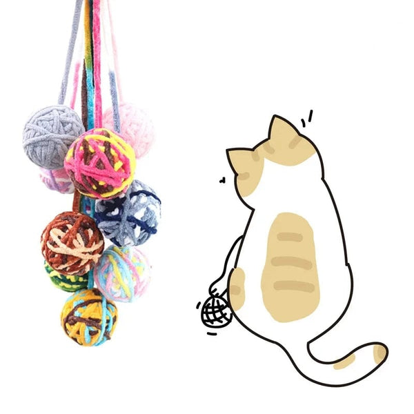 Planet Gates Funny Cat Toys Colorful Yarn Balls With Bell Sounding Interactive Chewing Toys For Kittens Stuffed chase Toys Ball pet Supplies
