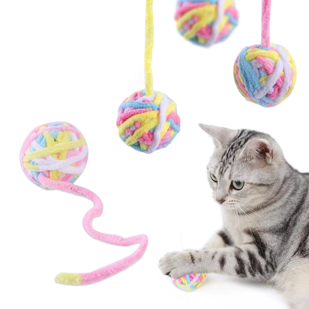 Planet Gates Funny Cat Toys Colorful Yarn Balls With Bell Sounding Interactive Chewing Toys For Kittens Stuffed chase Toys Ball pet Supplies