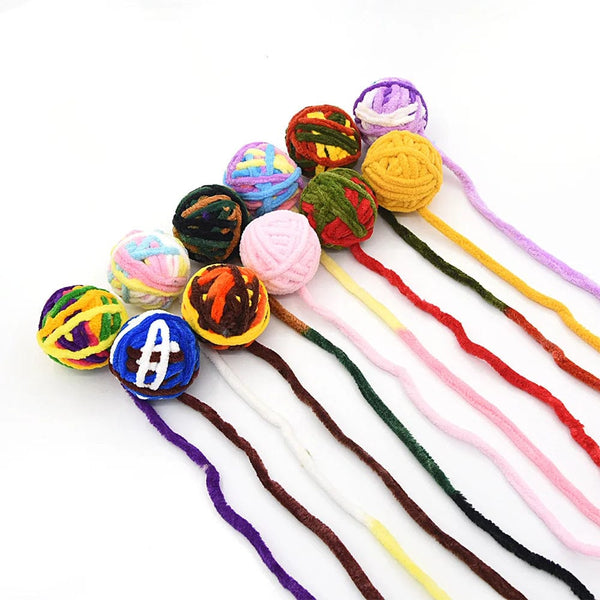 Planet Gates Funny Cat Toys Colorful Yarn Balls With Bell Sounding Interactive Chewing Toys For Kittens Stuffed chase Toys Ball pet Supplies