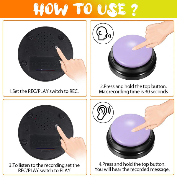 Planet Gates Funny Dog Recordable Pet Toys Travel Talking Pet Starters Pet Speaking Buttons Portable Cute Pet Supplies Communication Dog