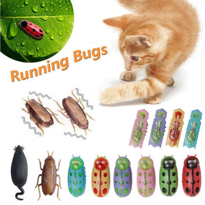 Planet Gates Funny Electric Bugs Cat Toy Automatic Escape Mini Robot Bug Vibration Insect Toys for Cats Battery Operated Cockroach Ladybug